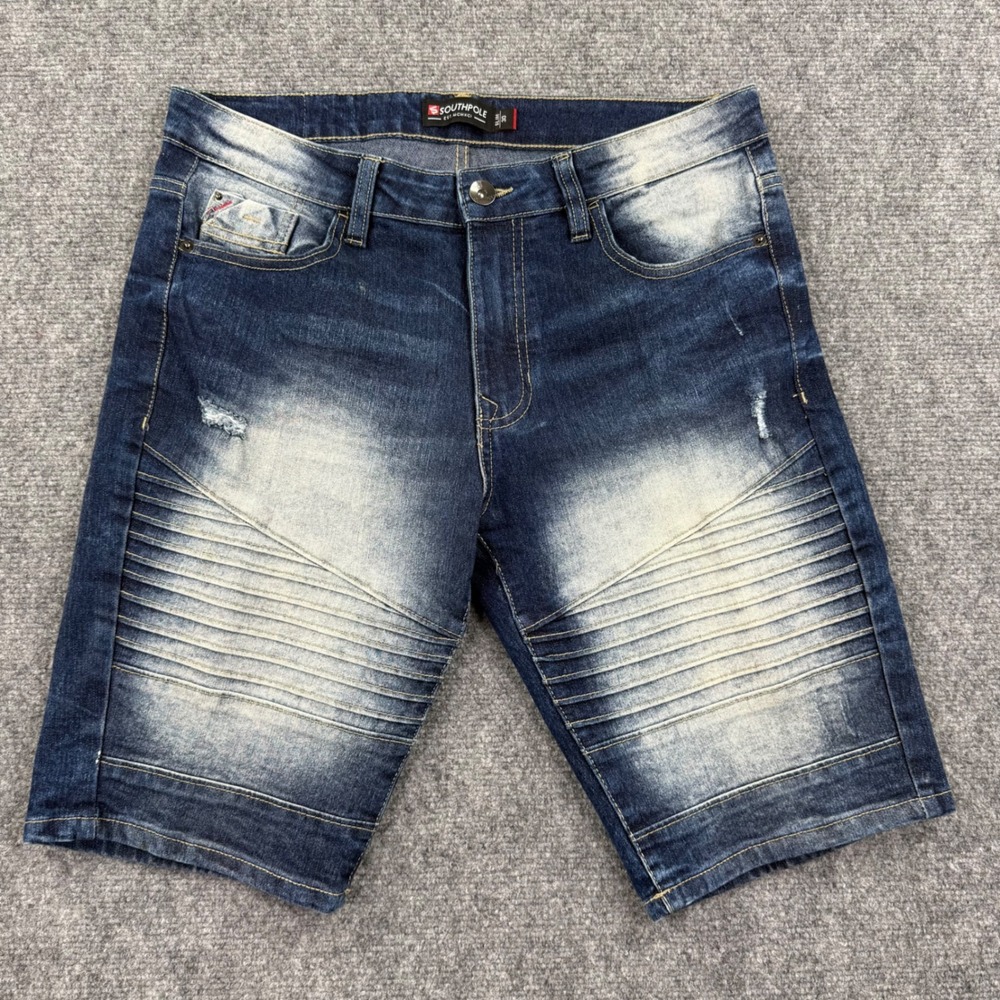 Southpole Denim Shorts‎ 30 Blue Moto Biker Distressed Slim Excellent Mens